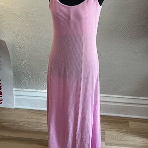 Pink Ribbed Maxi Dress